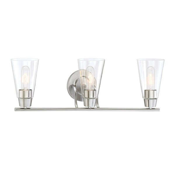 Designers Fountain Echo 35in 3-Light Satin Platinum Modern Indoor Vanity Light with Clear Glass Shade 87803-SP - main